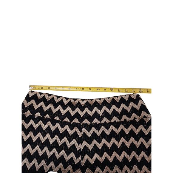 Palazzo Chevron Pants Sz XL Black Gold Fancy Cocktail HOLIDAY Sophisticated Chic - Picture 5 of 12